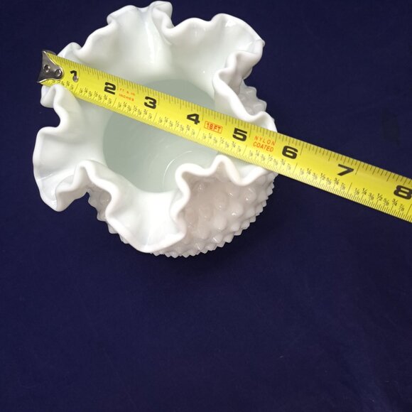 Fenton White Hobnail Ruffled Edge Vase - Picture 5 of 8